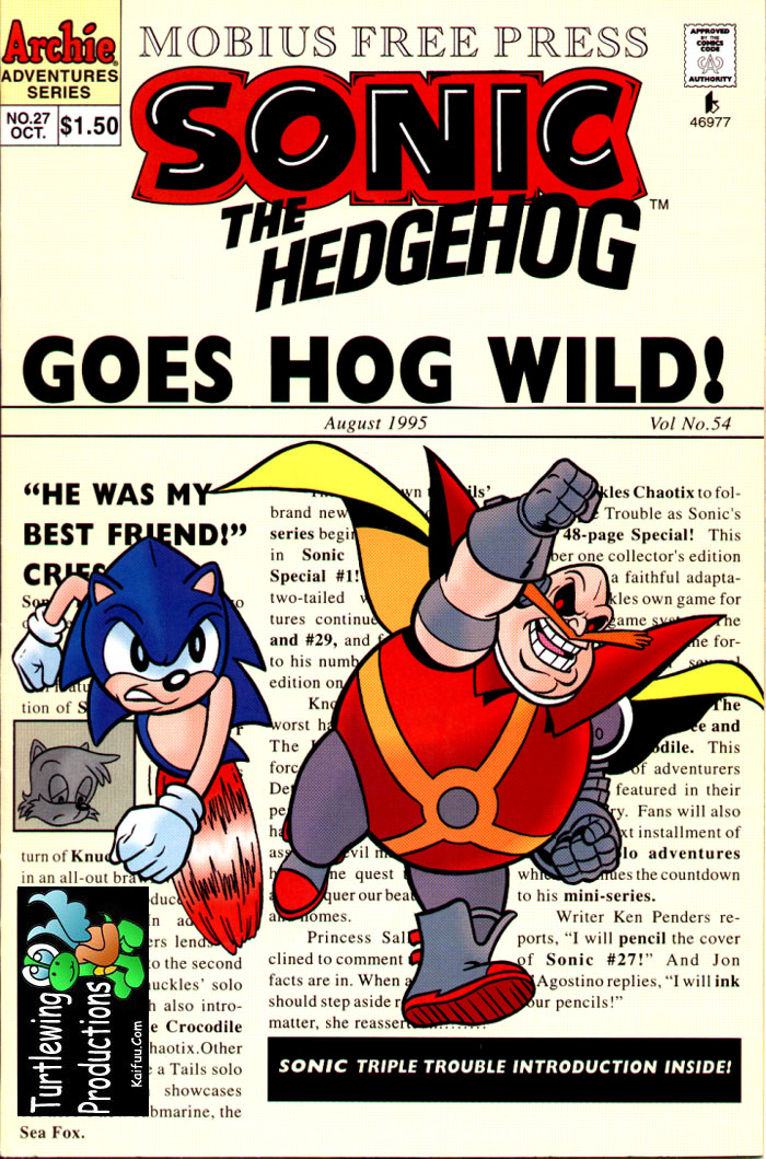 Sonic - Archie Adventure Series October 1995 Comic cover page